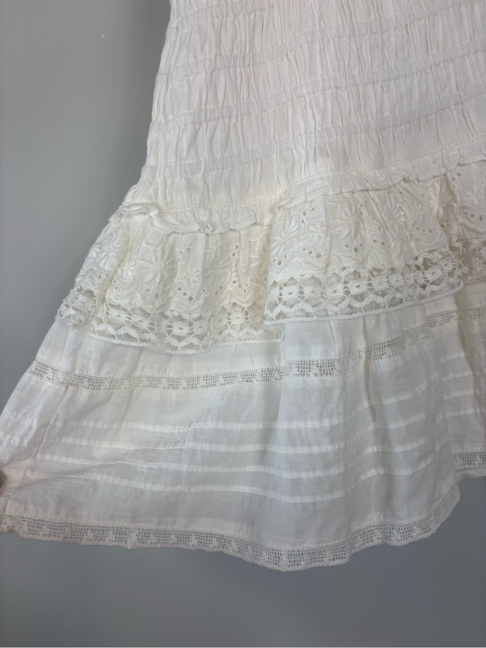 Loveshackfancy Rena Embroidered Mini Dress Antique White Size P - Picture 9 of 15
